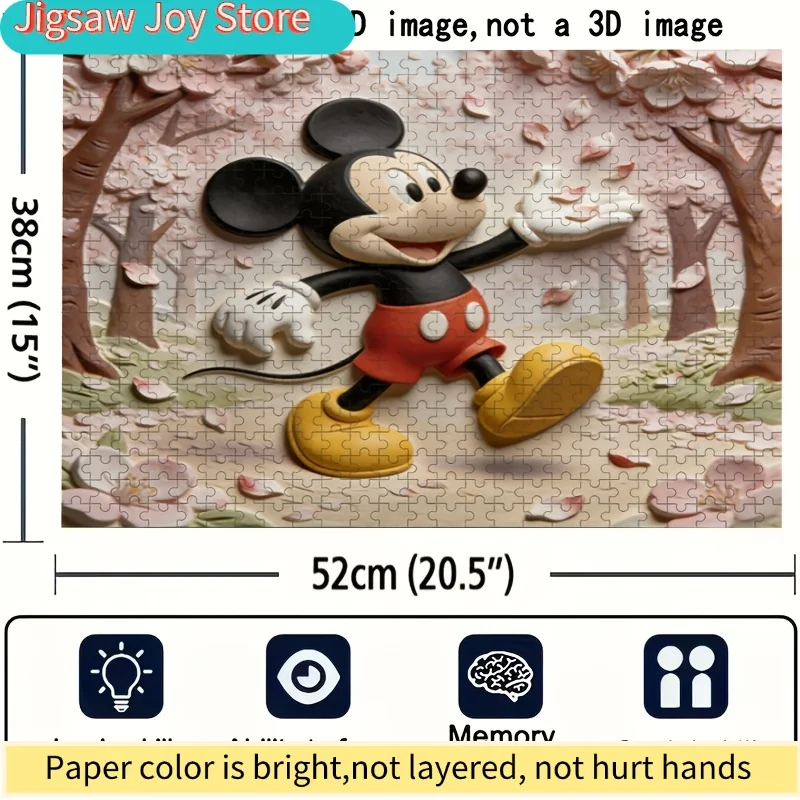 2D 플랫, 디즈니 디즈니 스티치 & 미키 마우스 퍼즐 성인용 - 2D 프린트 두뇌 티저, 팬들을 위한 추억의 선물, 호
