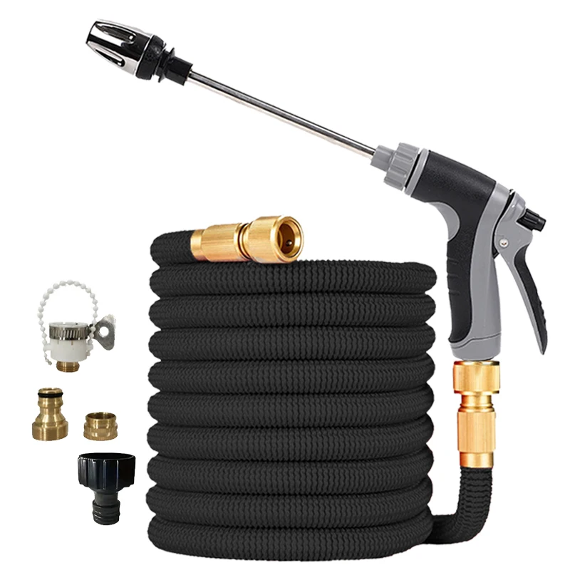 Retractable Magic Garden Hose High-Pressure Long Rod Nozzle Watering Spray Gun for Car Washing Flower Spraying