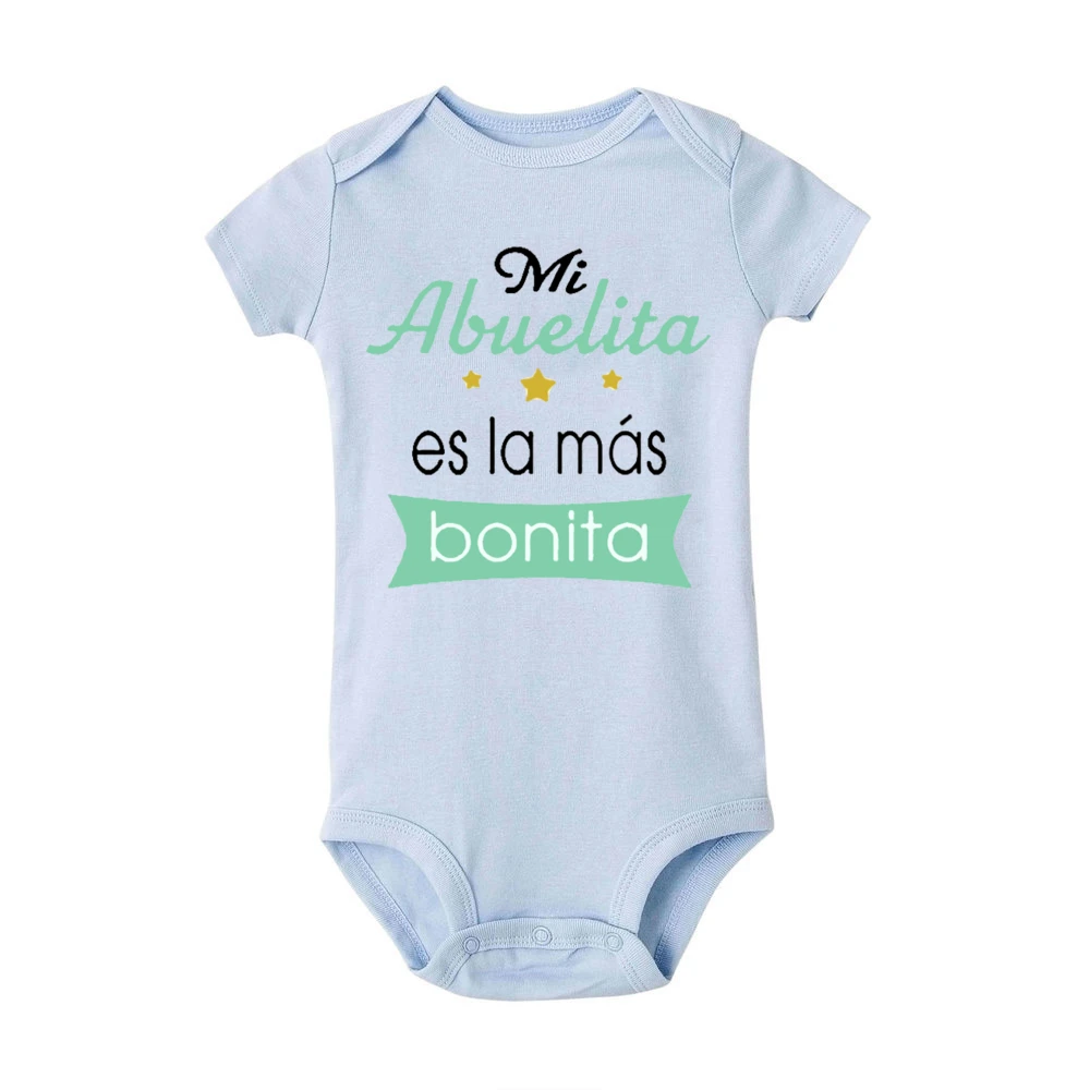 My Grandmother Is The Most Beautiful Spanish Printed Baby Bodysuit Funny Newborn Clothes Infant Short Sleeve Jumpsuit Outfits