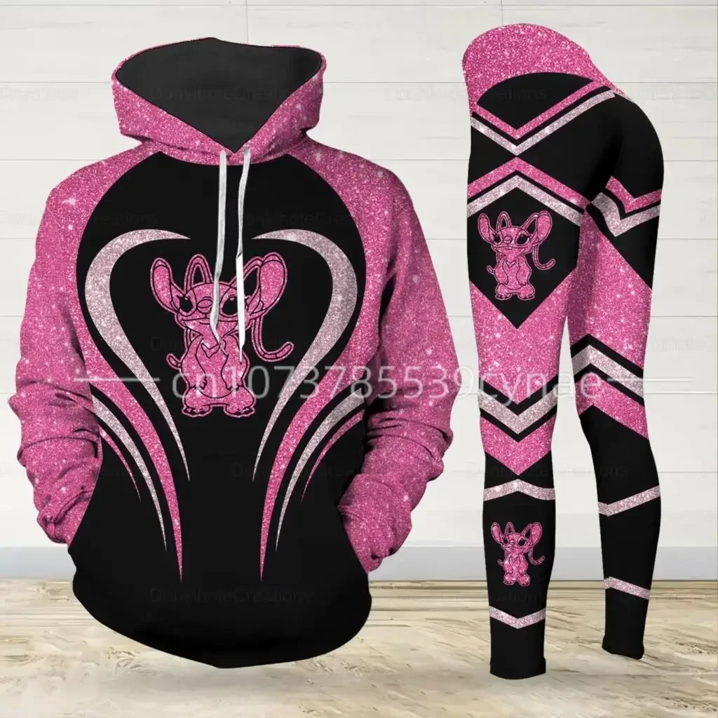 Disney Minnie Mouse Hoodie Women's Hoodie Set Mickey Yoga Pants Sweatpants Womens Disney Yoga Hoodie Leggings Fashion Tracksuit