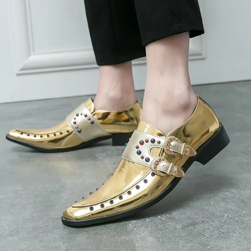 

2025 New British Business Casual Men's Shoes,fashion Chelsea Leather Shoe,luxury Shoes Gold Pointed Mens Leather Shoes Plus Size