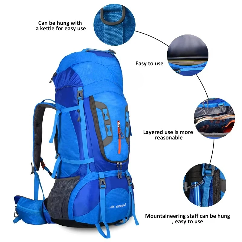 Mountaineering Outdoor 70L Backpack Pure Unisex Travel Bag Hiking  Camping  High Capacity