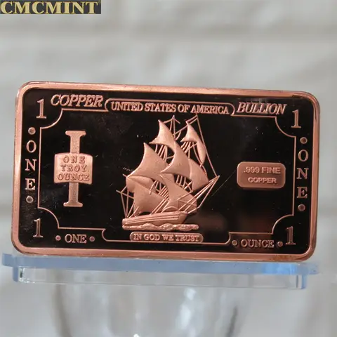 Vender monedas de cobre antiguas 1 Oz 999 cobre fino hierro barco Bar recuerdo desafío moneda monedas coleccionables