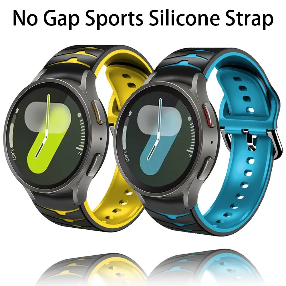 No Gap Sports Silicone Strap for Samsung Galaxy Watch 5 Pro 45mm 7 6 5 4 40mm 44mm Two-color Comfortable Watch 4 Classic 46/42mm