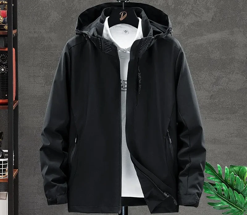 

Мужская однотонная куртка с капюшоном, весенне-осеннее уличное пальто, повседневная модная верхняя одежда унисекс на молнии для пар