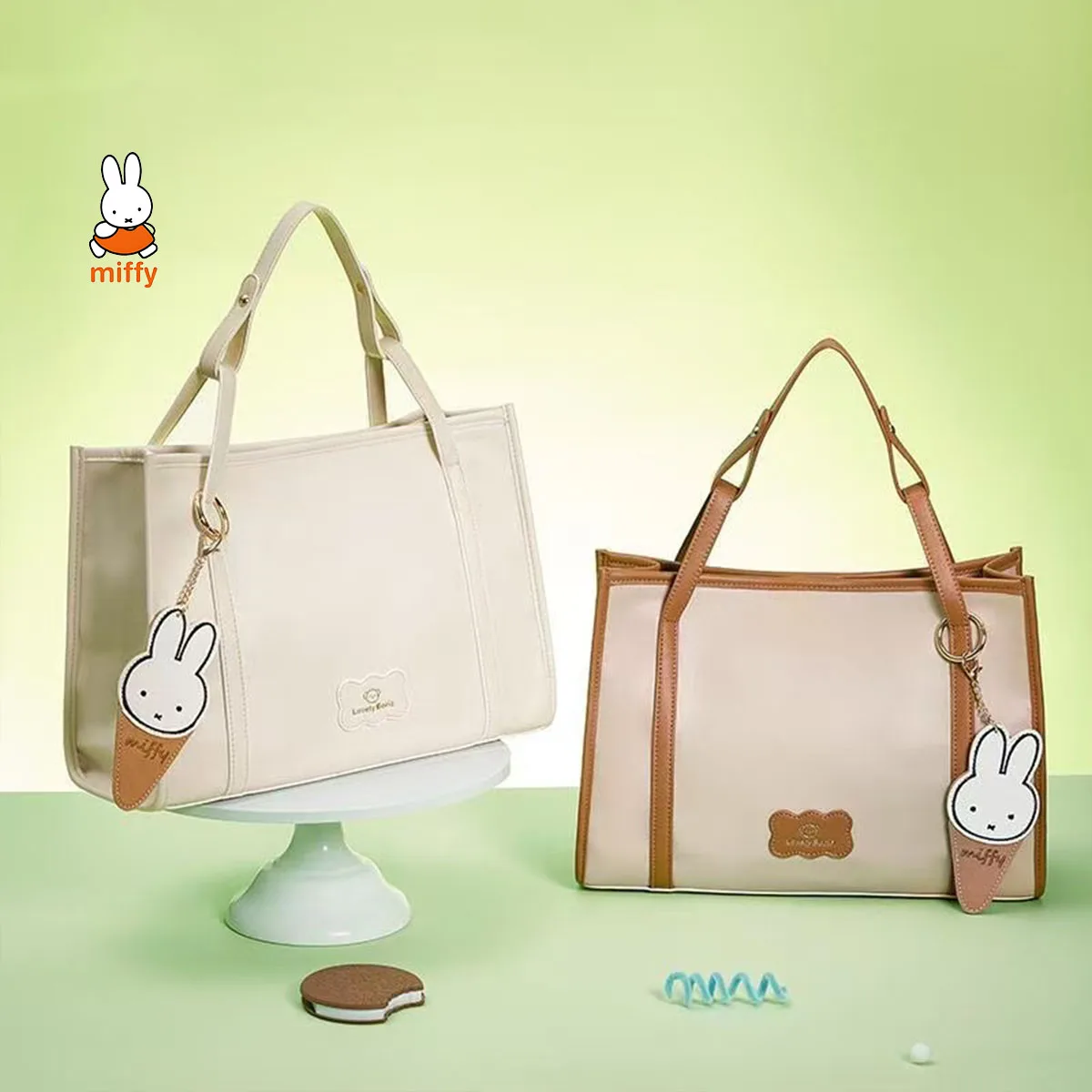 

2025 Miffy Kawaii мультяшная сумка-тоут на одно плечо, милая портативная сумка с кроликом в стиле аниме, милая сумка на одно плечо для девочек
