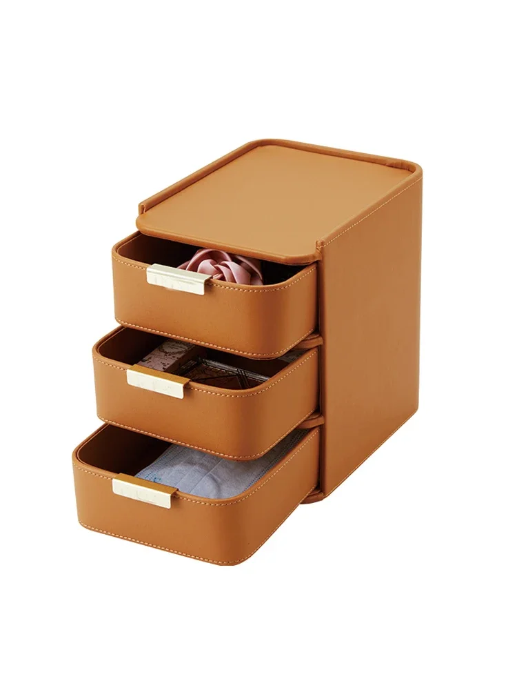 [Entrance storage hot model] not only to store light luxury leather drawer desktop cosmetics storage box for home use