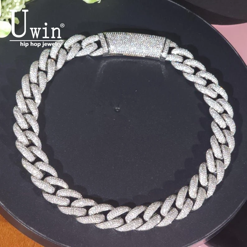 

Мужская цепочка Uwin 20 мм, толстая, в стиле Miami Bubbles, с длинной застежкой, трехрядная, с кубическим цирконием, в стиле хип-хоп.