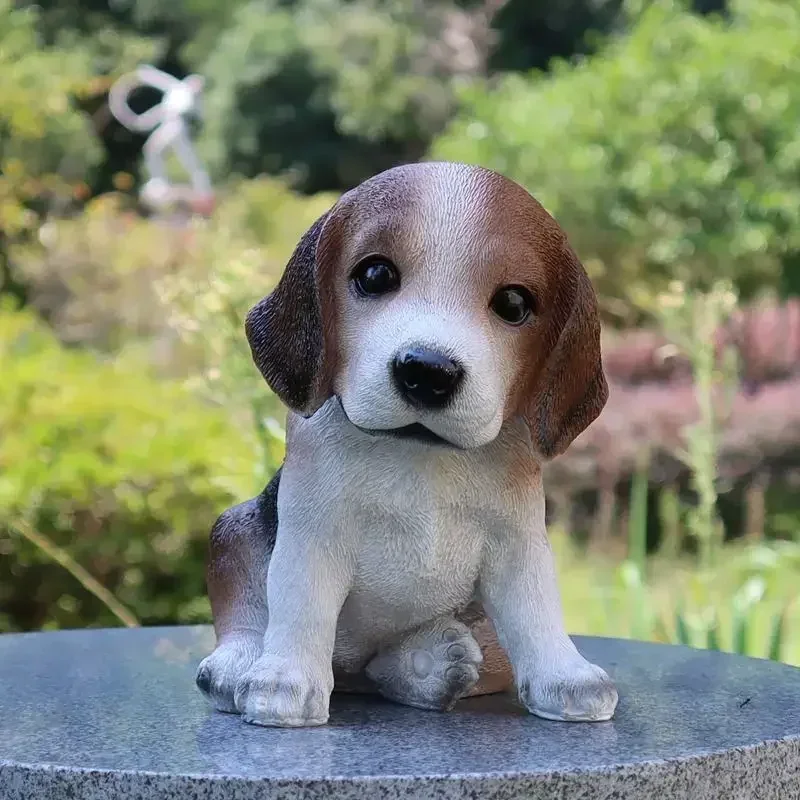 Cute Simulation Beagle Sculpture Ornament Bichon Frise Model Animal Dog Resin Statue Desktop Decor Home Decoration Birthday Gift