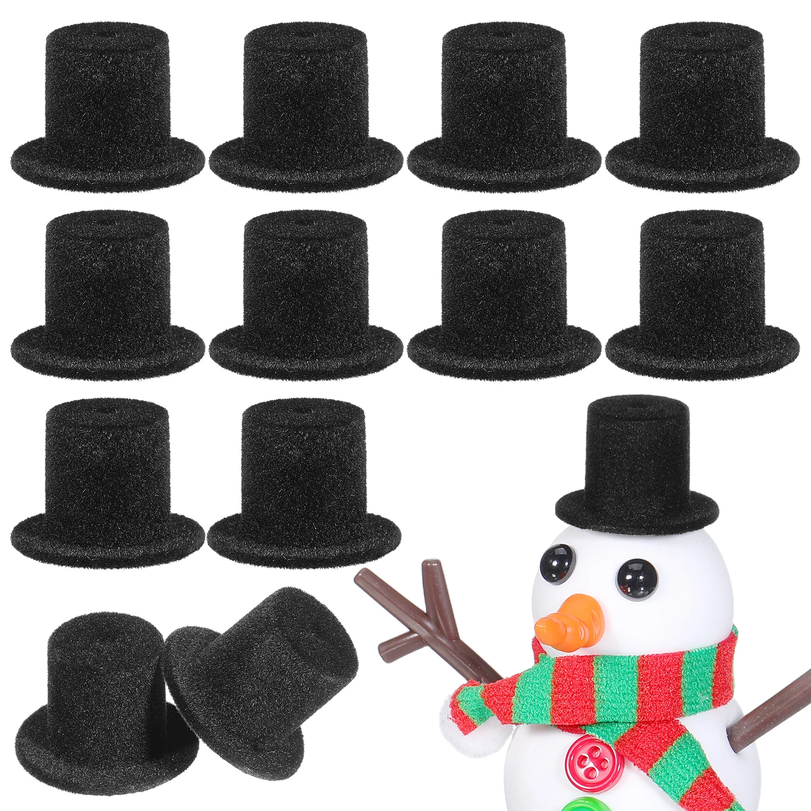 

20pcs Tops Hat Christmas Decorations Ornament Hat Decor Snowman Fabric Hat Decor Diy Craft Photo Prop Tiny Top