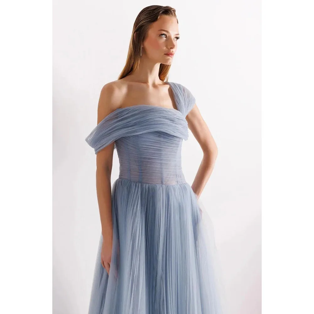 فستان سهرة بسيط قبالة الكتف بلا أكمام ألف خط فساتين السهرة طول الأرض مناسبة رسمية فساتين حفلة موسيقية مخصصة #3