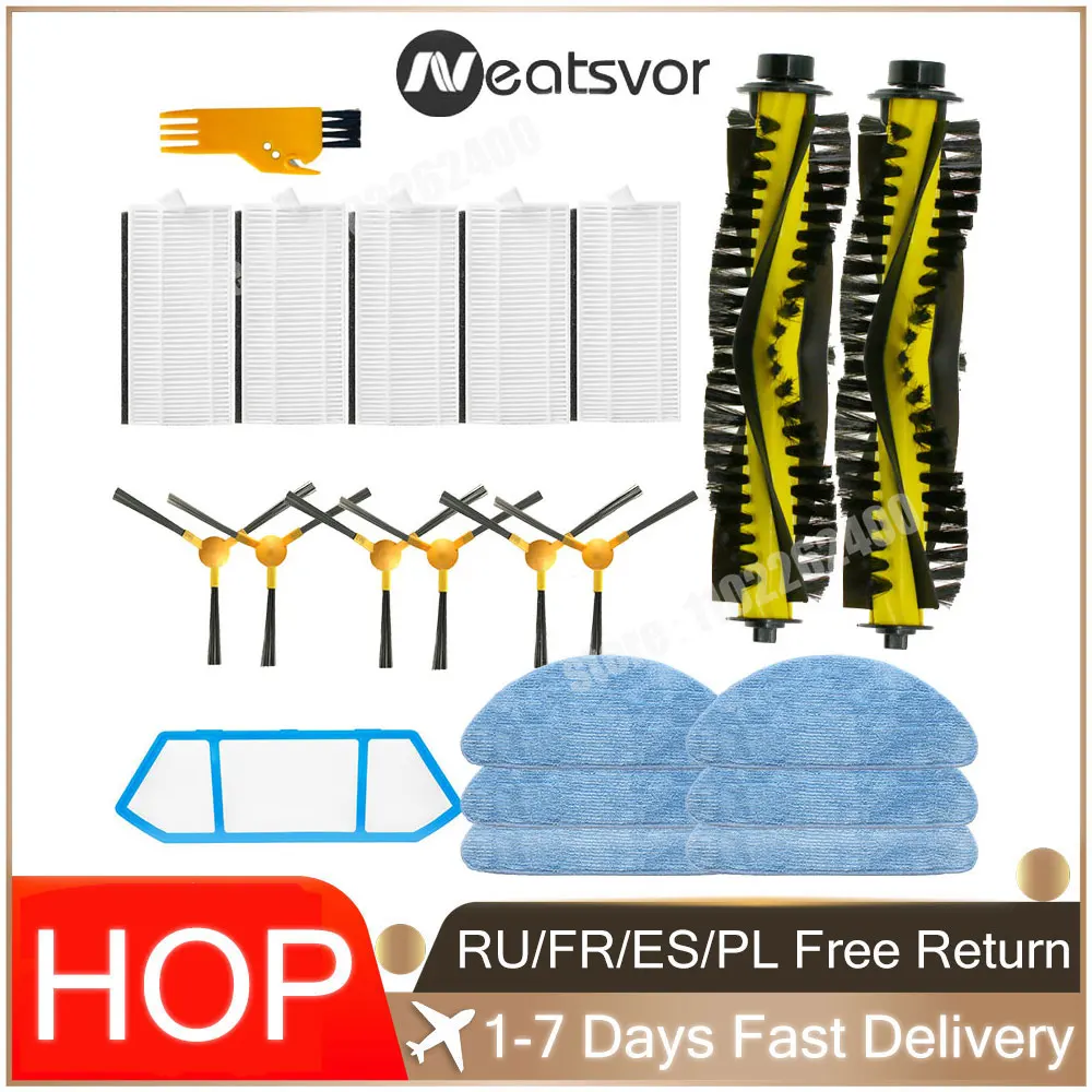 For Hepa Filter Mop Main Brush For Neatsvor X500 X600 Pro Tesvor X500 T8 S6 Ikhos Create NetBot S15 Vacuum Cleaner Parts Spare