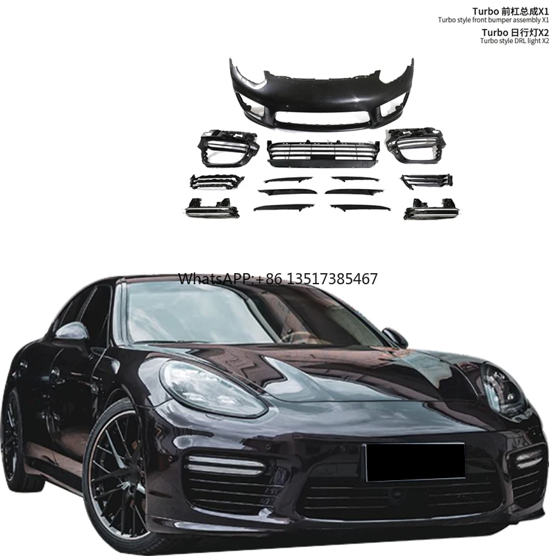 For Porsche Panamera 2014-16 Upgrade Retrofitted Turbo Style Front Bumper Headlights