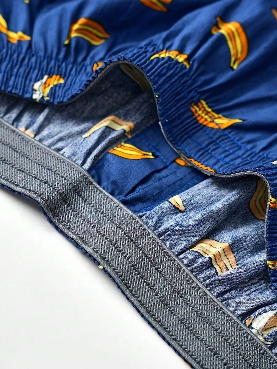 Mens Breathable Cotton Boxer Shorts With Palm Tree Print