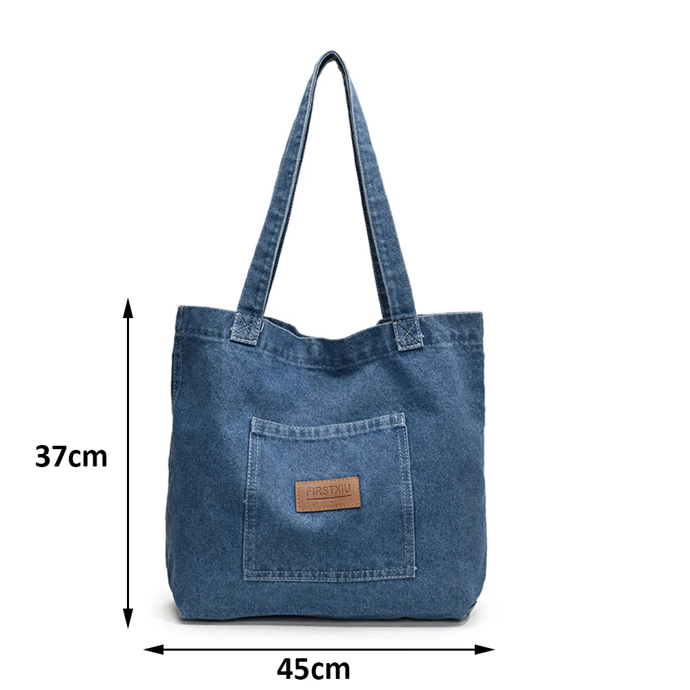 Koreanische Lässige Denim-Schultertasche, Künstlerische Große Damenhandtasche, Vielseitig für Alle Jahreszeiten und Pendler – Detail 4