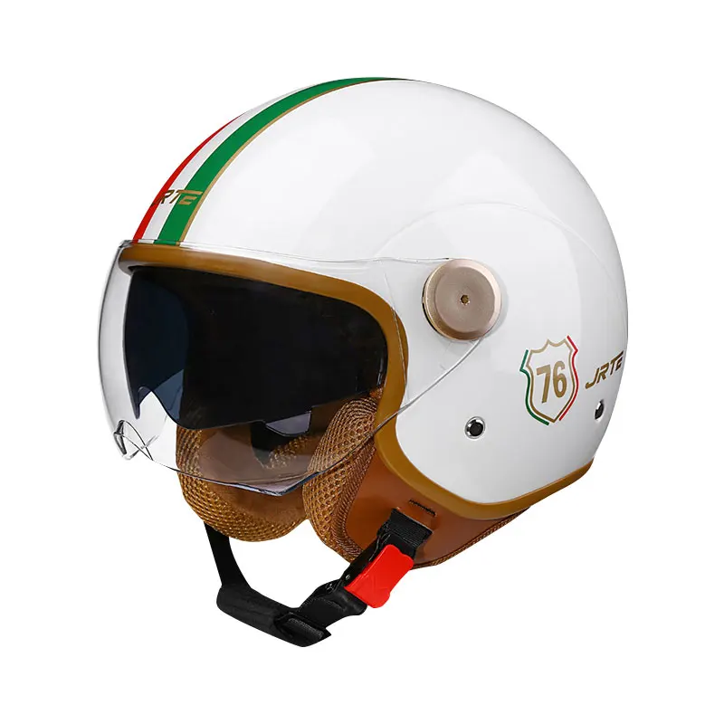 

Мотошлем Four Seasons Jet, винтажные полуоткрытые шлемы в стиле ретро, двойной козырек для мужчин и женщин, открытый полушлем 3/4, одобренный DOT