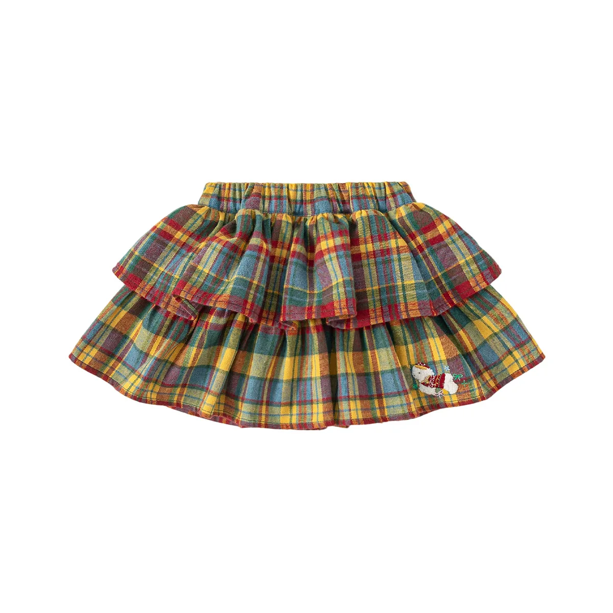Skirt Children's Clothing Girl's Cake Skirt Color Blocking Grid Pattern Children's Half Skirt Multi Layered Children