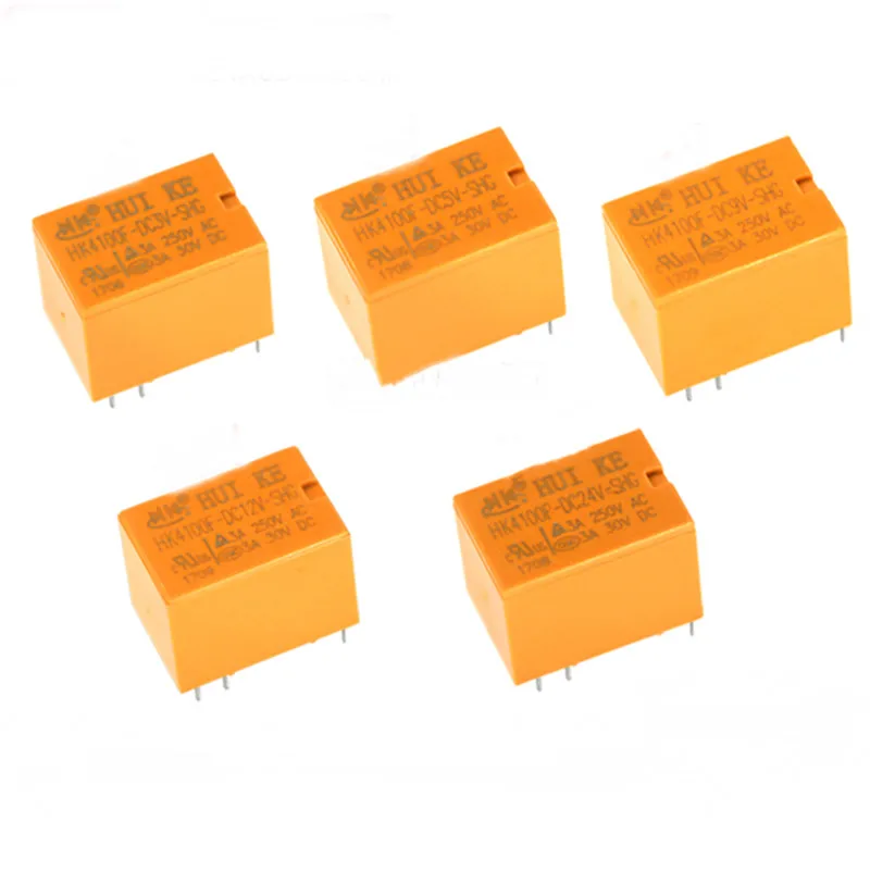 10Pcs HF4100F Signal Relays HK4100F-DC5V-SHG HK4100F-DC12V-SHG HK4100F-DC24V-SHG 3A 250VAC 6Pin 3V 5V 9V 12V 24VDC SHG Relais