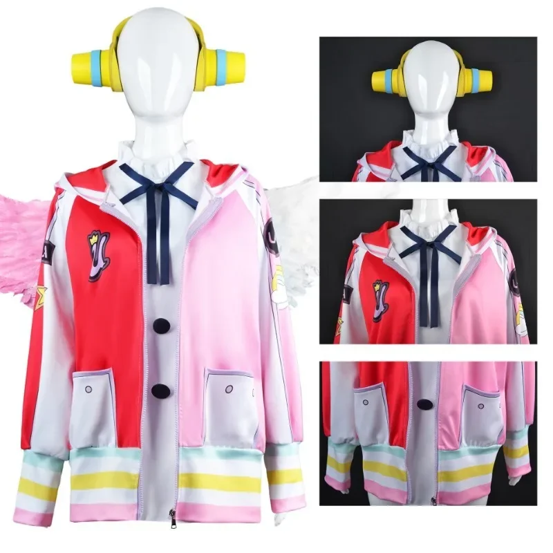 Anime  Piece Uta Cosplay Costumes Jacket Coat Halloween Costumes for Women Film Red Uta Wig Headphone Props Role Play Wig