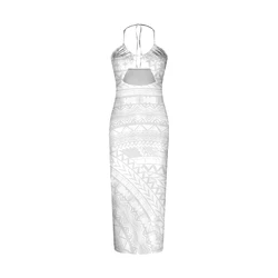 Casual Tribal High Quality Slim Dress Samoa White Sunday Sexy Party Prom Polynesian Women's Bodycon Dresses Island