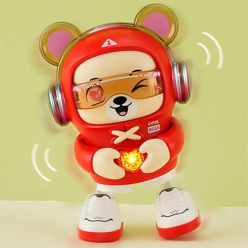 Juguetes de baile para mascotas electrónicas, juguete de oso de corazón eléctrico iluminado con música, Animal de dibujos animados, bebé, baile,