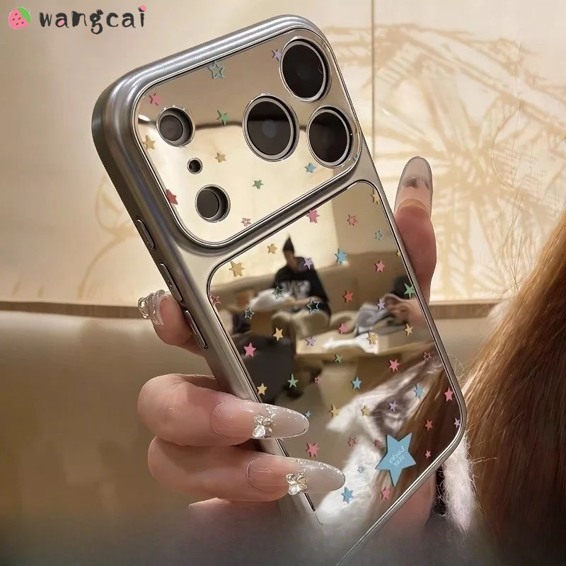 Серебряный зеркальный чехол для телефона iQOO Z10 Lite Z10R Z10X Z7i Z6 Pro Z5X U5X 5G 4G, милый красочный чехол с звездами в стиле Ins, мягкий чехол