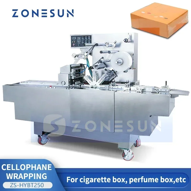 ZONESUN ZS-BT250 Full-Automatic Horizontal Flow Packaging Machine BOPP Wrapping Sealing For Perfume Poker Cosmetics Food Box