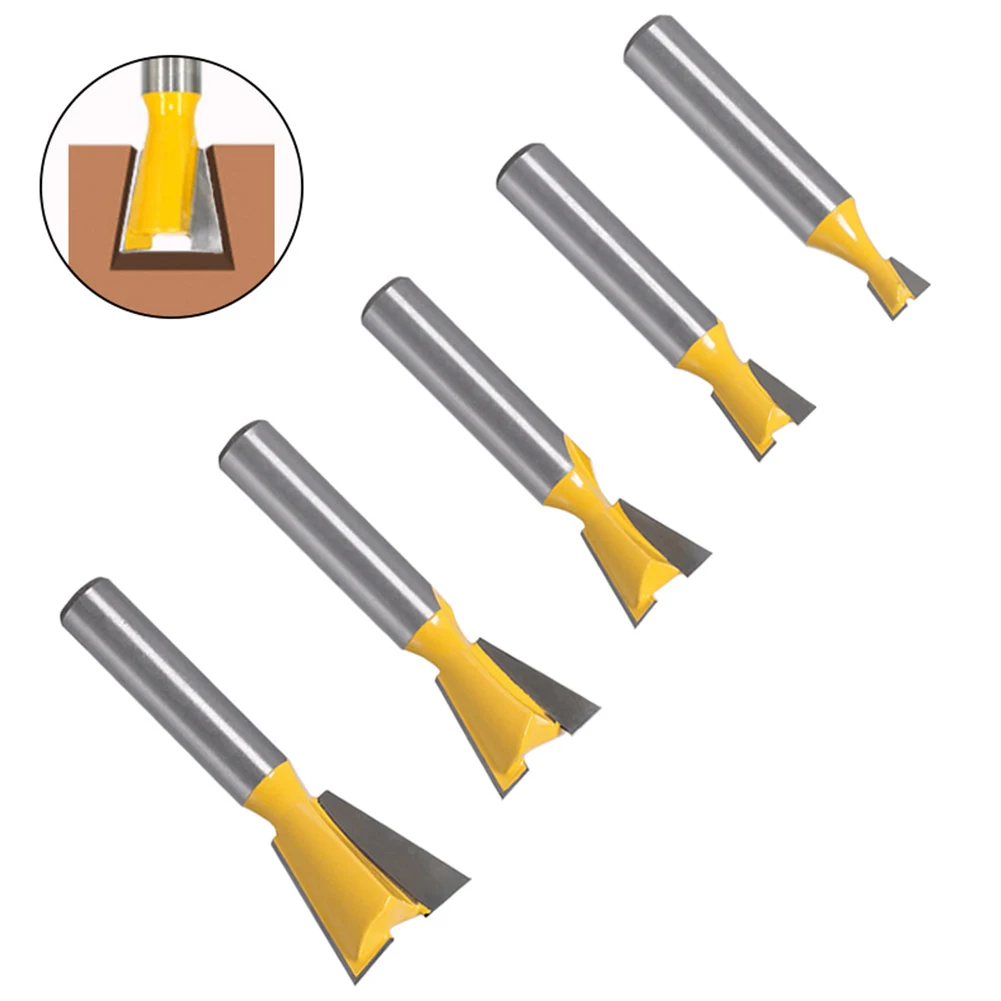 Amarelo Milling Cutter Tool, Bits Router, 14 Graus, 8mm, Shank Acessórios, Dovetail Joint, 1 Pc