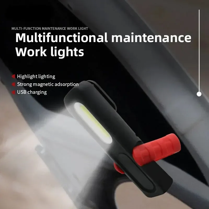 Portable USB Rechargeable Work Light Magnetic COB LED Flashlight Hanging Lamp with Built-in Battery Camping Torch Work light led