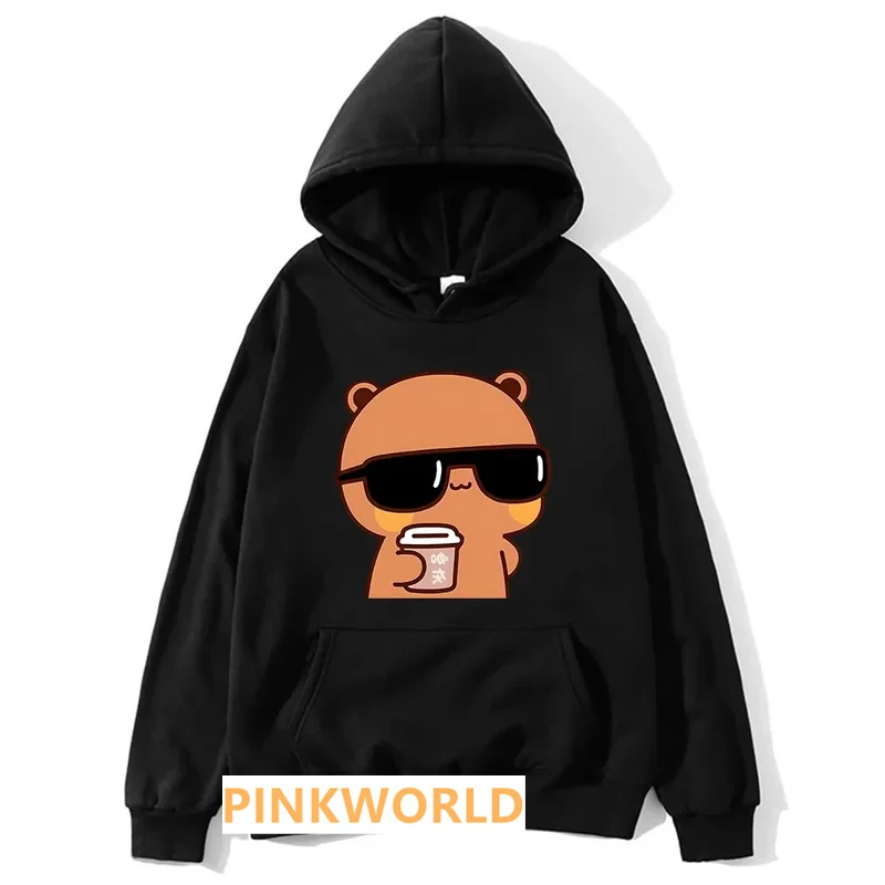 Couple Hoodies Bubu Is Watching Movie With Dudu Autumn Winter Sweatshirt Cartoon Kawaii Pullover Harajuku Men Women Sudaderas