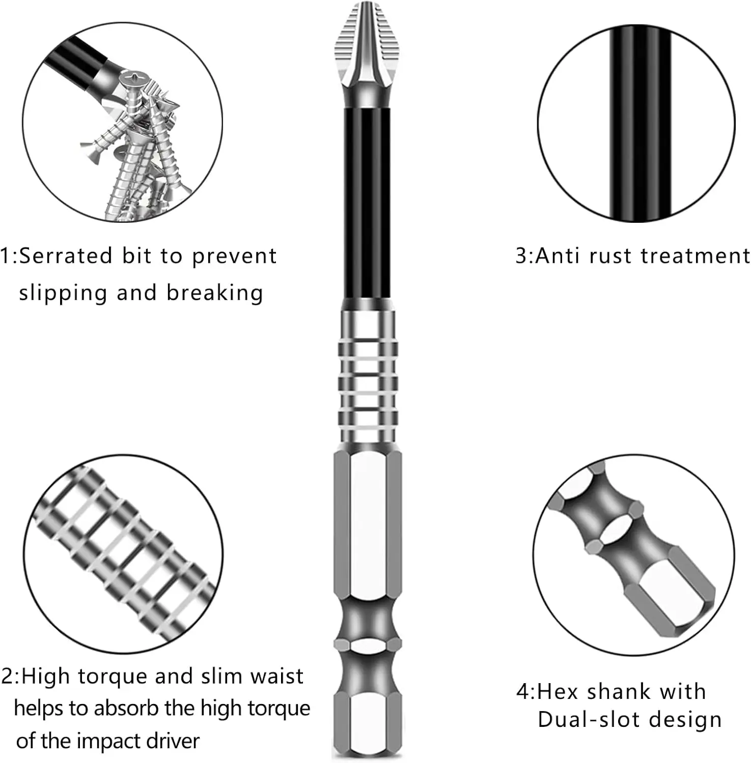 K5 Strong Magnetic Screwdriver Drill Bit Set Non-slip Alloy Steel Cross Head Impact Resistant Bits Electric Screwdriver Tips