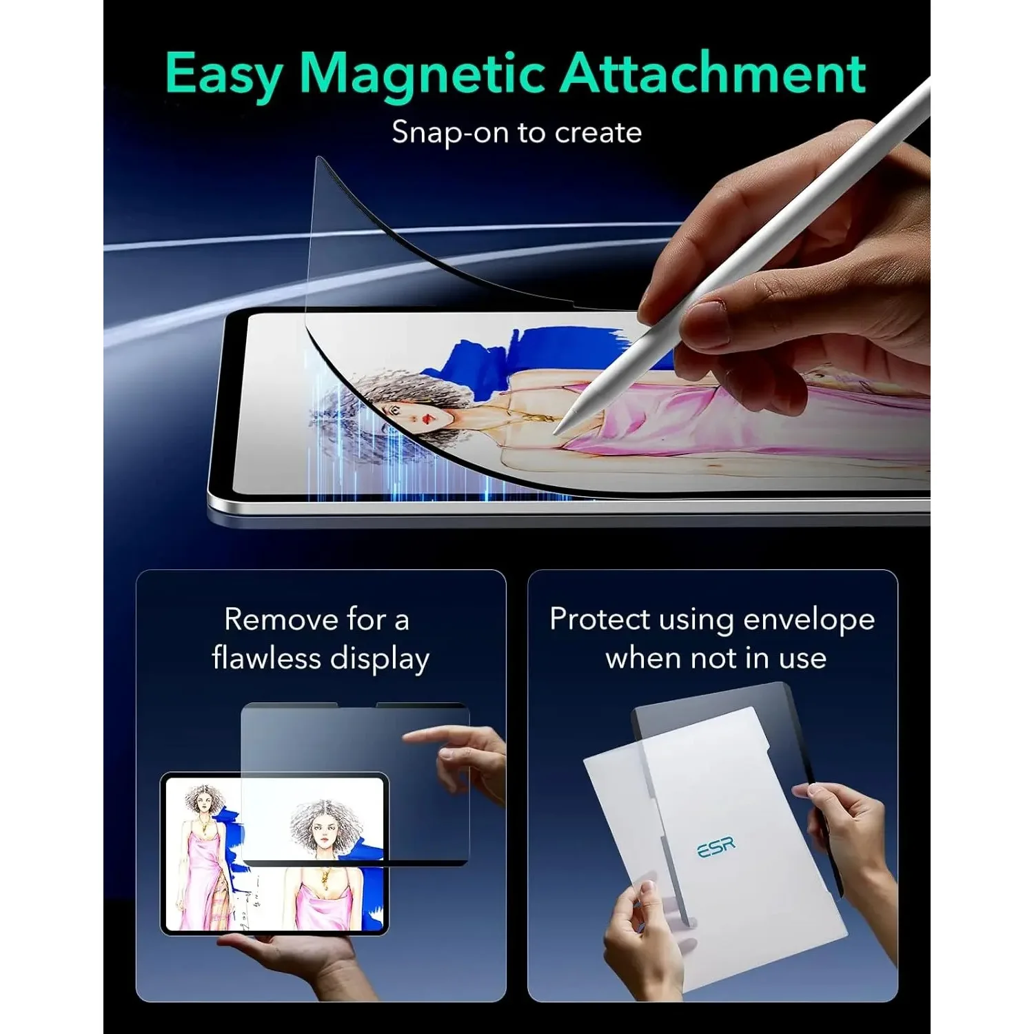 Detachable Magnetic Protector for OPPO Pad 4 Pro OnePlus Pad 3 2 Pro 2025 13.2 Inch Write and Draw Like on Paper Tempered Film