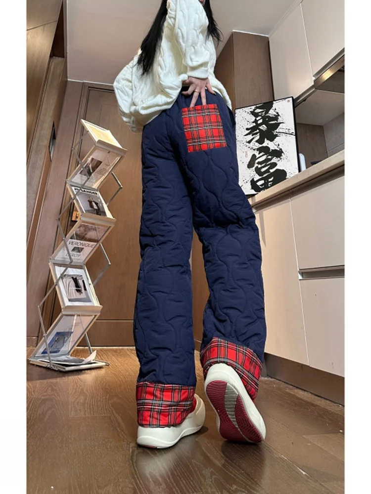 

Men's Winter Thiened Cotton Pants 2024 New Sle Outdoor Wear Northeast Harbin Patterned Quilted Straight Leg Trousers