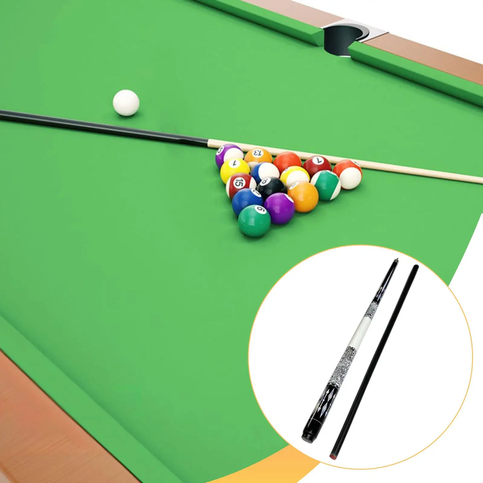Two Section Pool Stick 13mm Tip Portable Fiberglass Billiard Cue for Snooker Game Home Club Billiards Training