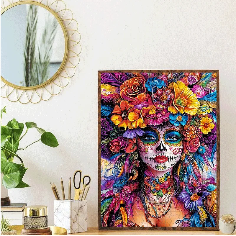 Puzzle Naszyjnik z Kwiatami, Piórami i Makijażem - 500/1000 elementów, układanka dla dorosłych do interaktywnych gier rodzinnych i wzmacniania więzi z koleżankami/przyjaciółmi. Biustonosz