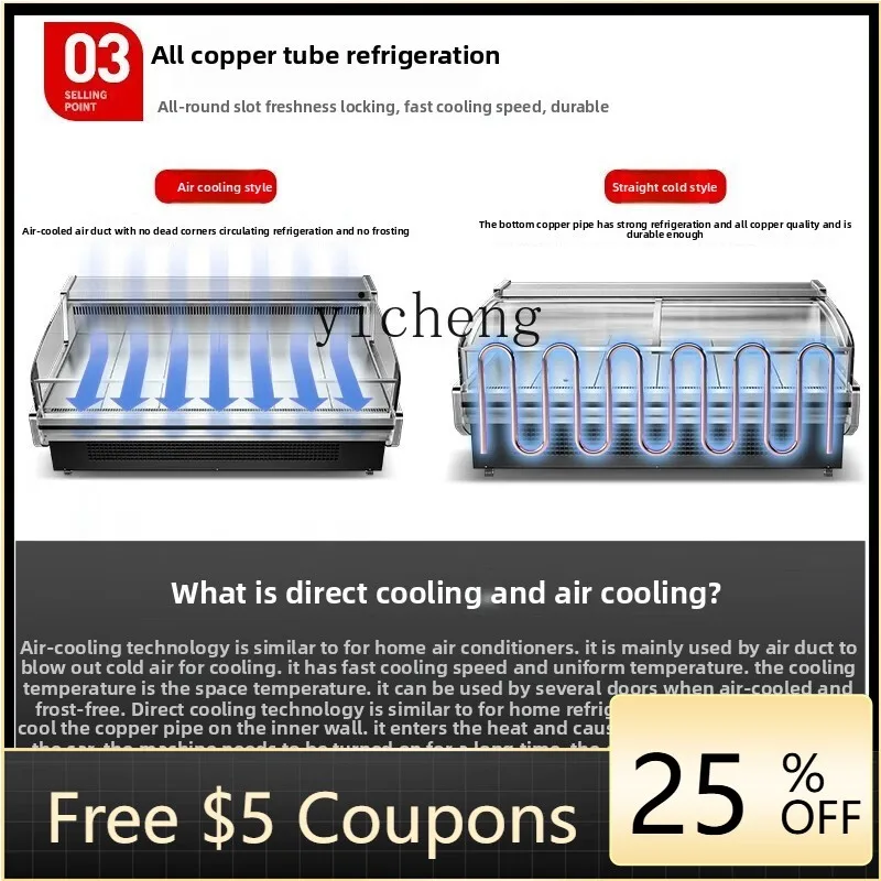 H24 Chilled Meat Display Cabinet Refrigerated Commercial Fresh Cooked Food Braised Vegetable Cabinet Fresh Meat Freezer