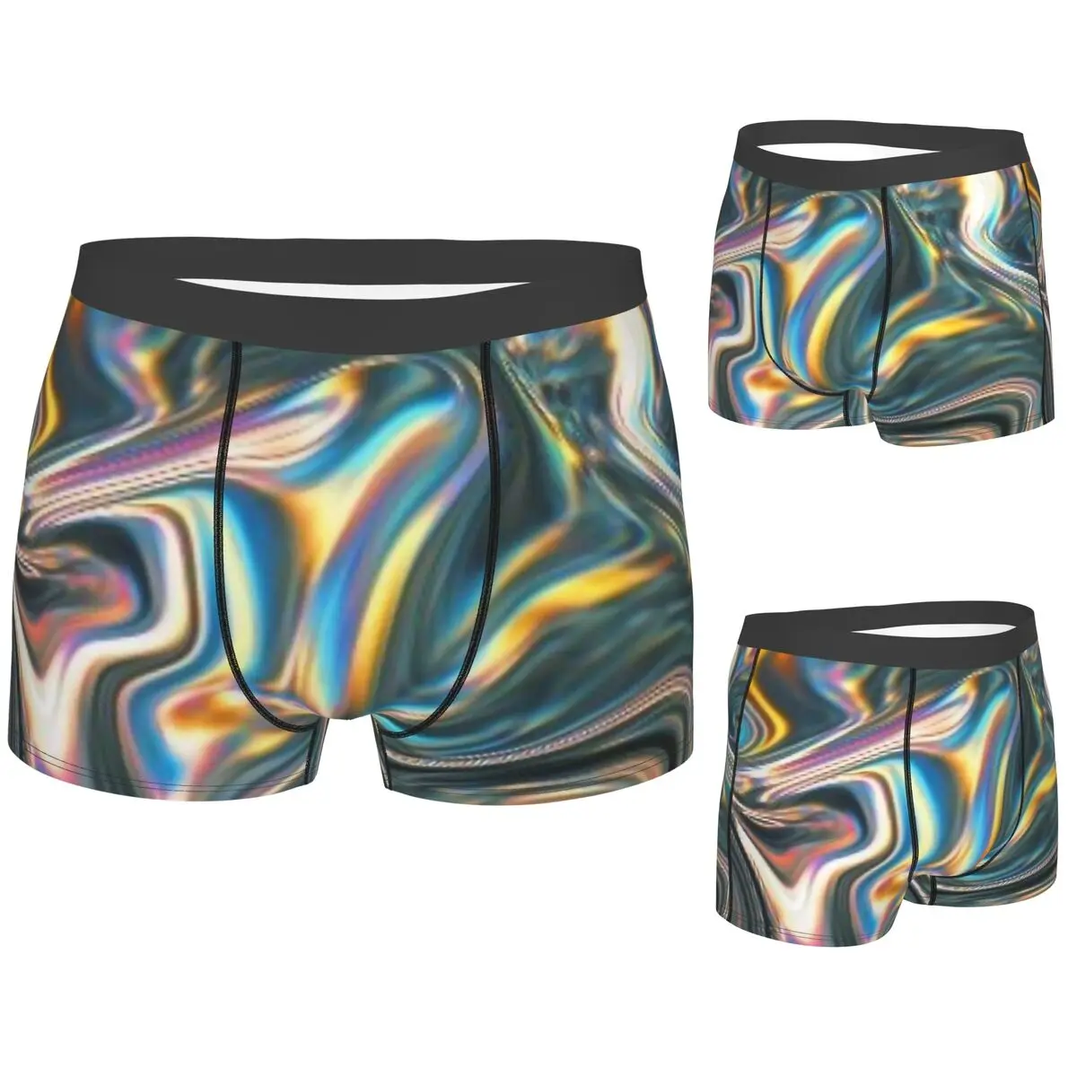 

Трусы-боксеры, шорты, голографические металлические радужные трусы, мужское мягкое нижнее белье для мужчин, подарок бойфренду