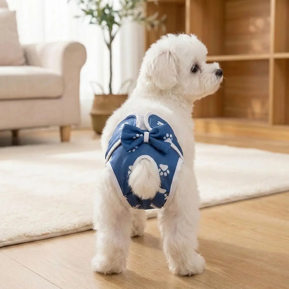 Cute Washable Dogs Diaper Adjustable Dog Paw Pattern Pet Physiological Pants Breathable Cozy Puppy Shorts Underwear Pet In Heat