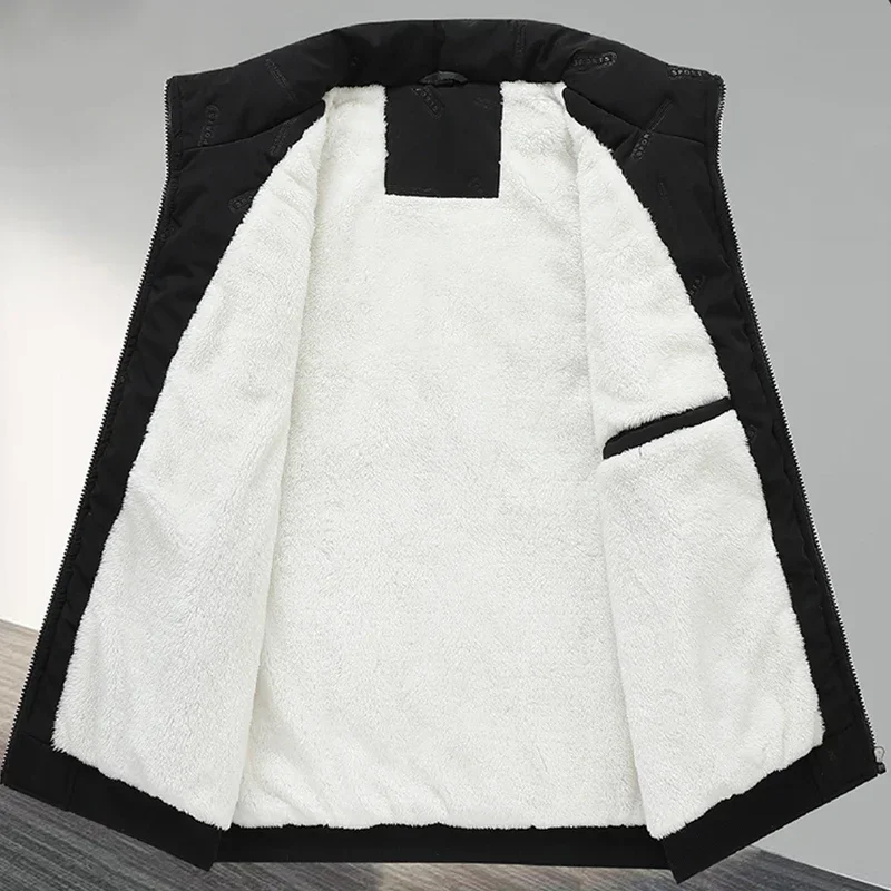 

Новые мужские жилеты из овечьей шерсти, пуховые хлопковые зимние утепленные куртки без рукавов с добавлением флиса, большие размеры 10XL, 9XL, 8XL Chaqueta Hombre