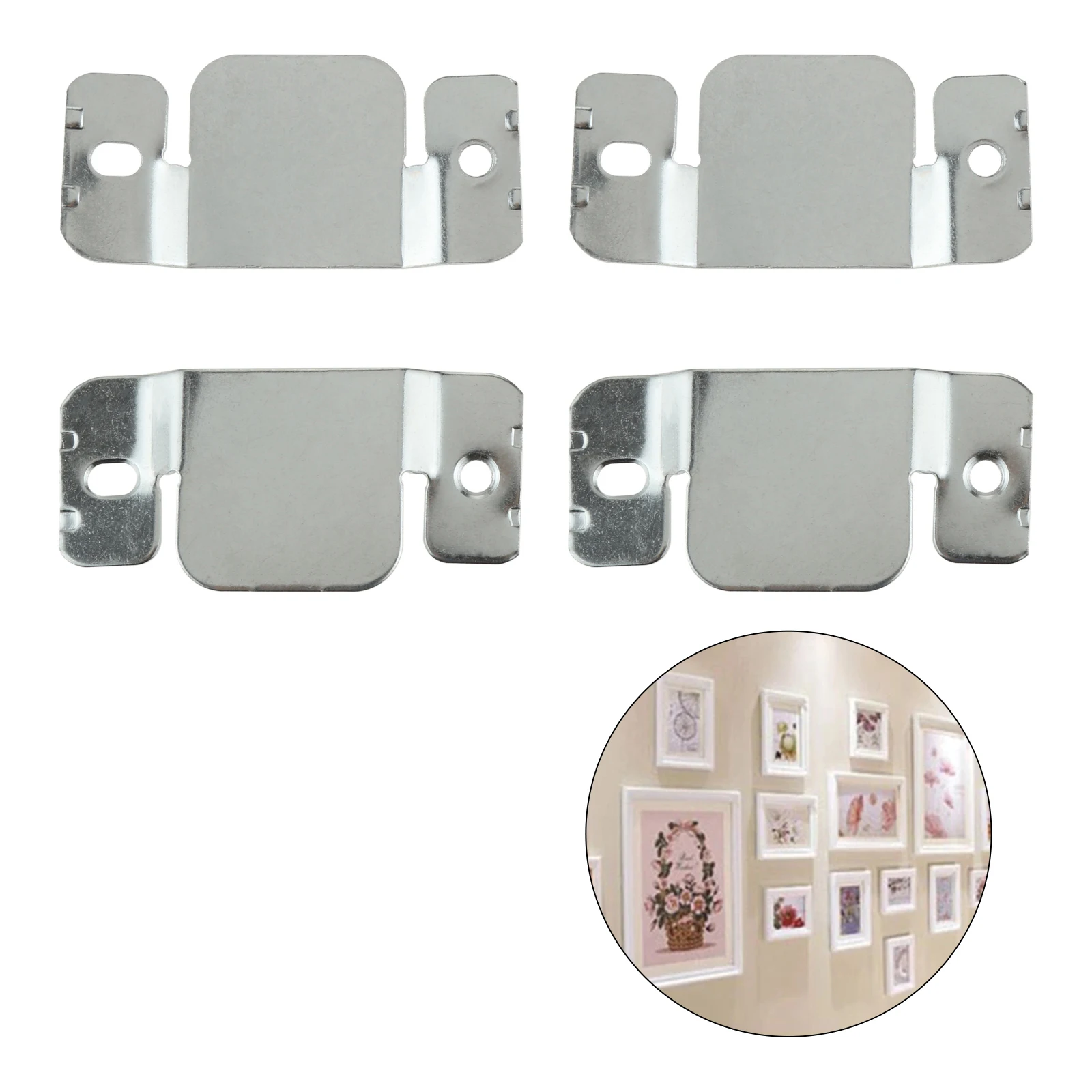 4pcs Iron Picture Hangers 96mm*40mm Thickened Photo Hook Buckles King Size Concealed Insert Plate Painting Frame Mirror Holder