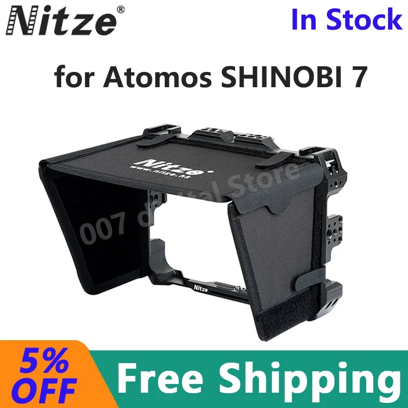 Nitze Monitor Cage for Atomos SHINOBI 7’’ with Sunhood - JT-A01B