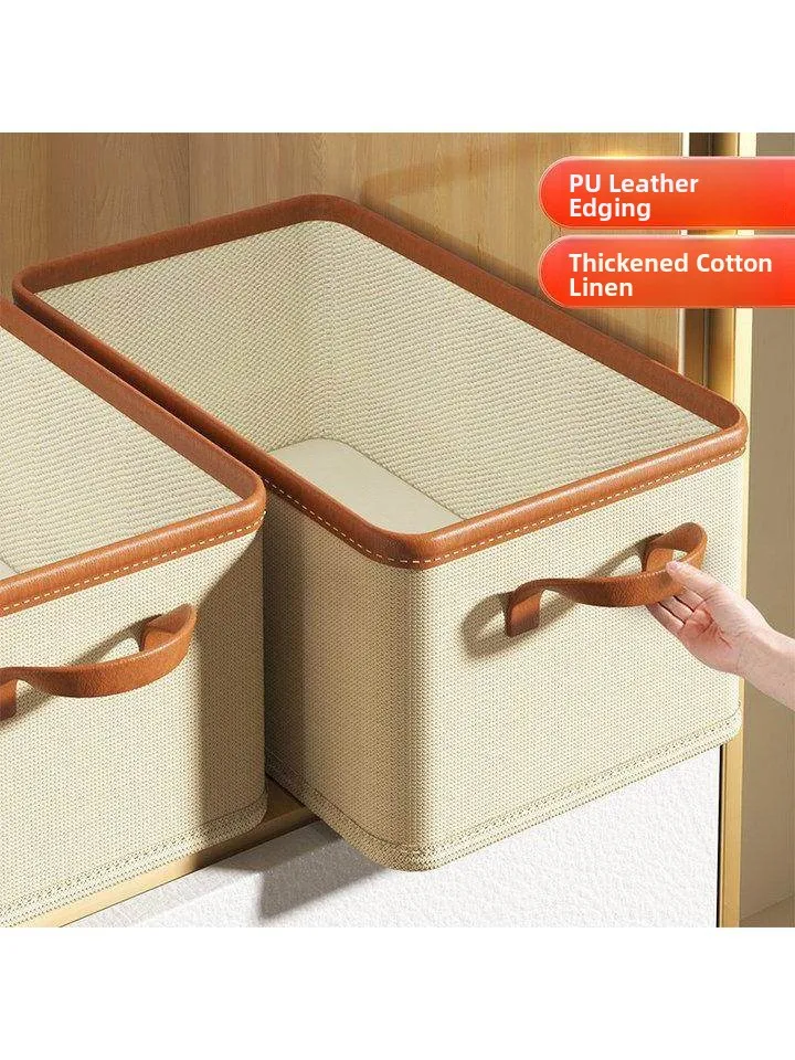 

Cotton Linen Fabric Clothing Storage Basket for Pants Home Wardrobe Organizing Box Non-Woven Fabric Bedroom Storage Bin