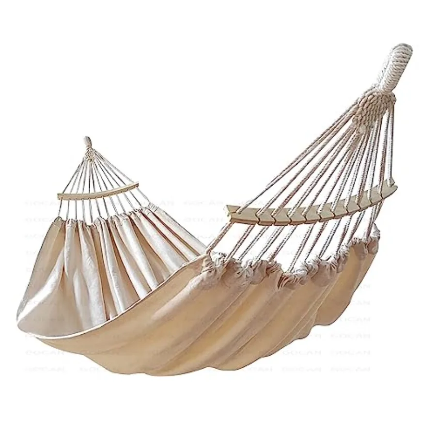 

Double Hammock 2 Person Extra Large 86inx59in Total Length 129in Load 500lb Canvas Cotton Hammock for Patio Porch Garden Backya