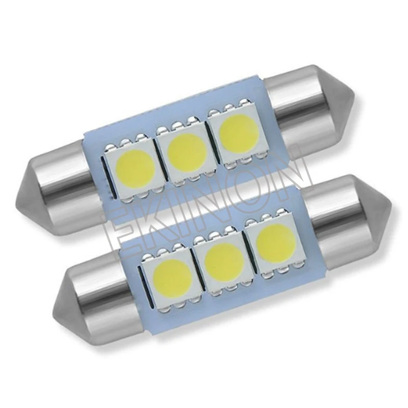 50pcs Festoon C5W 31mm 36mm 39mm 41mm Car LED Interior Light Auto Reading Dome License Plate Lamp Bulb 5050 3SMD DC12V