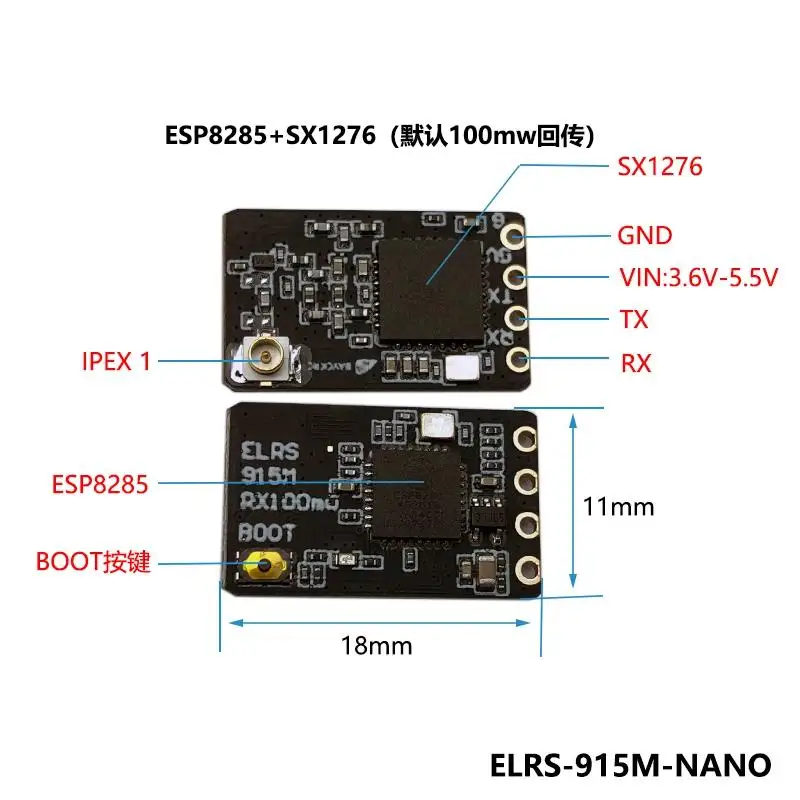 BAYCK ELRS 915MHz / 2.4GHz NANO ExpressLRS Receiver with T type Antenna Support Wifi upgrade for RC FPV Traversing Drones Parts