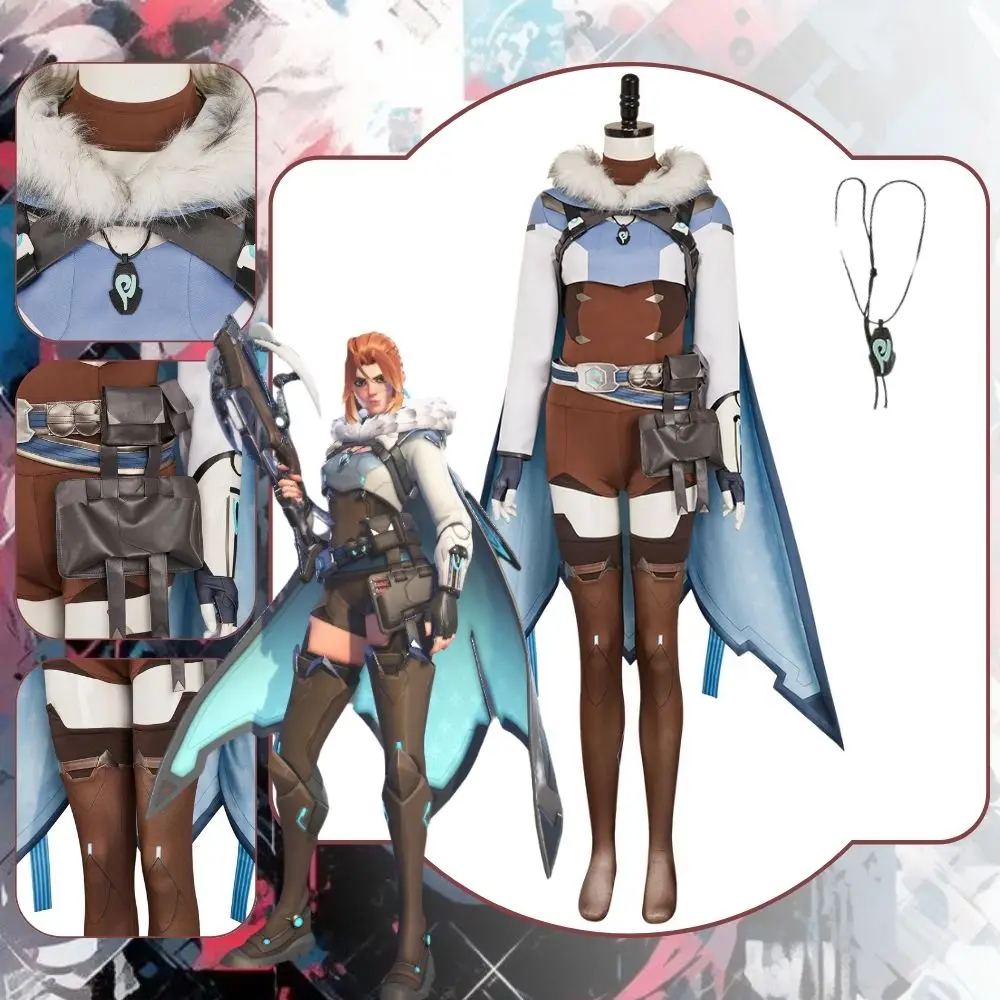 แฟนตาซีOW Freyaคอสเพลย์เครื่องแต่งกายปลอมตัวสําหรับผู้ใหญ่ผู้หญิงJumpsuitเสื้อคลุมเข็มขัดกระเป๋าชุดRoleplayฮาโลวีนCarnival Partyชุด