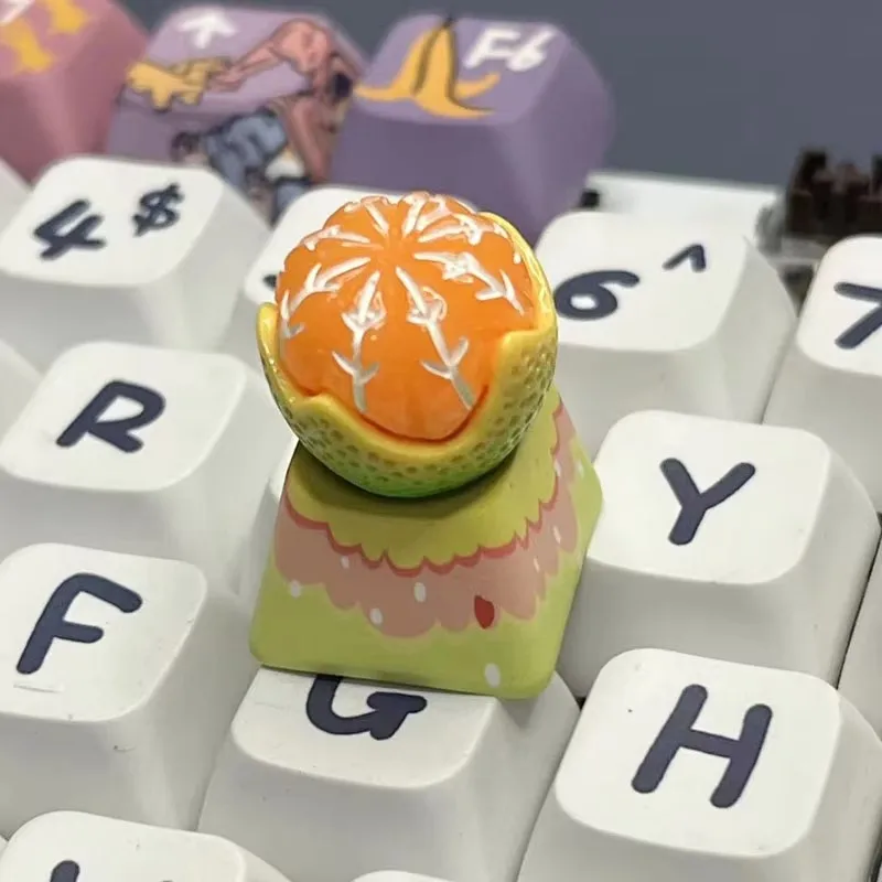 DIY fruta laranja Keycaps, teclado mecânico do jogo do eixo transversal, R4 ESC, Handmade personalizado, flor amarela Keycaps