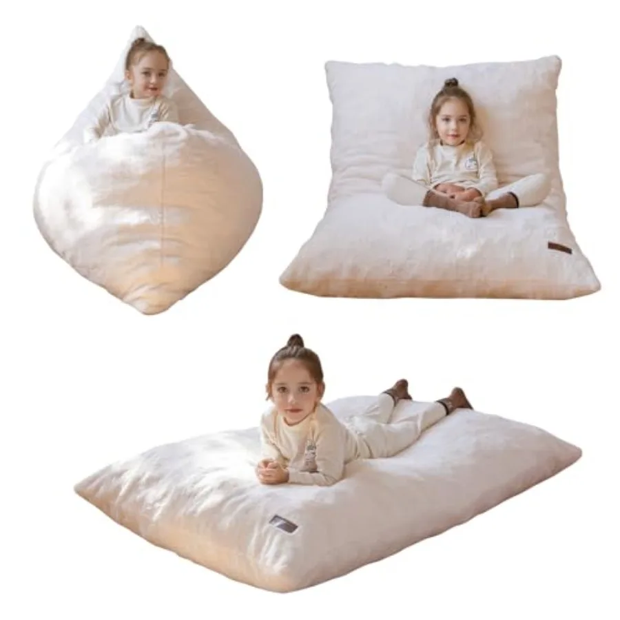 3 in 1 Bean Bag Chair, Comfy Floor Sofa with Removed Cover Soft Floor Couch with High-Density Foam Filling Convertible Child Ch