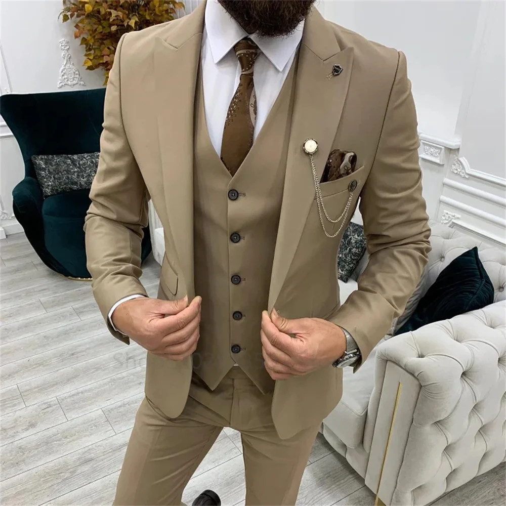 2024 New Slim Fit Men Suit Navy Wedding Tuxedos Best Man Groom Formal Dinner Prom Male Clothing 3 Piece (Blazer+Vest+Pants)