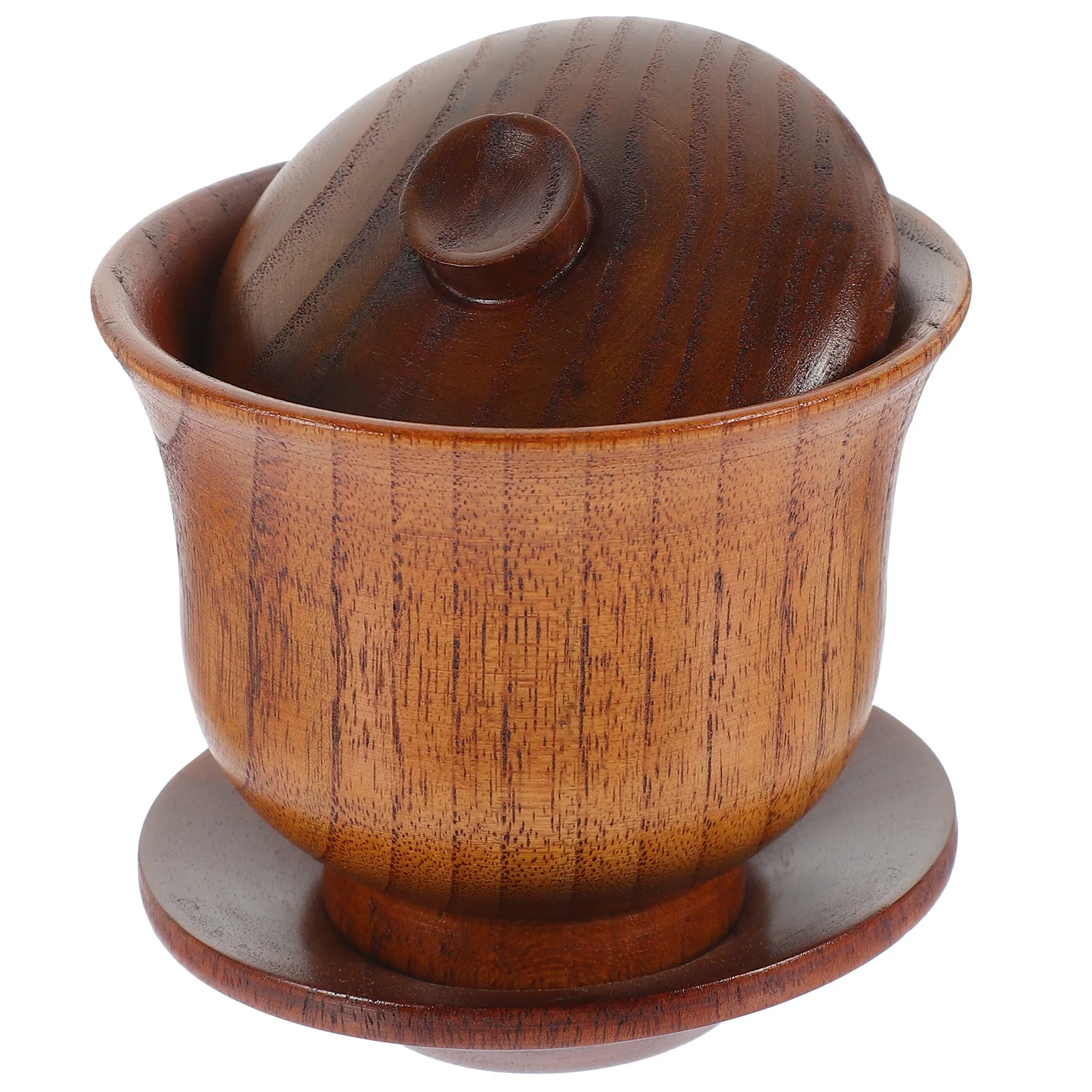 

1 set 1 Set Wooden Teacup Chinese Style Kung Fu Tea Bowl With Lid Saucer Set For Home Office Tea Restaurant Use Household